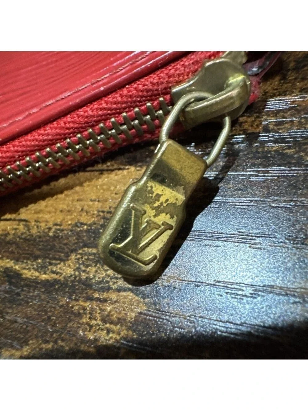 Louis Vuitton Red Epi Leather Pochette Cles